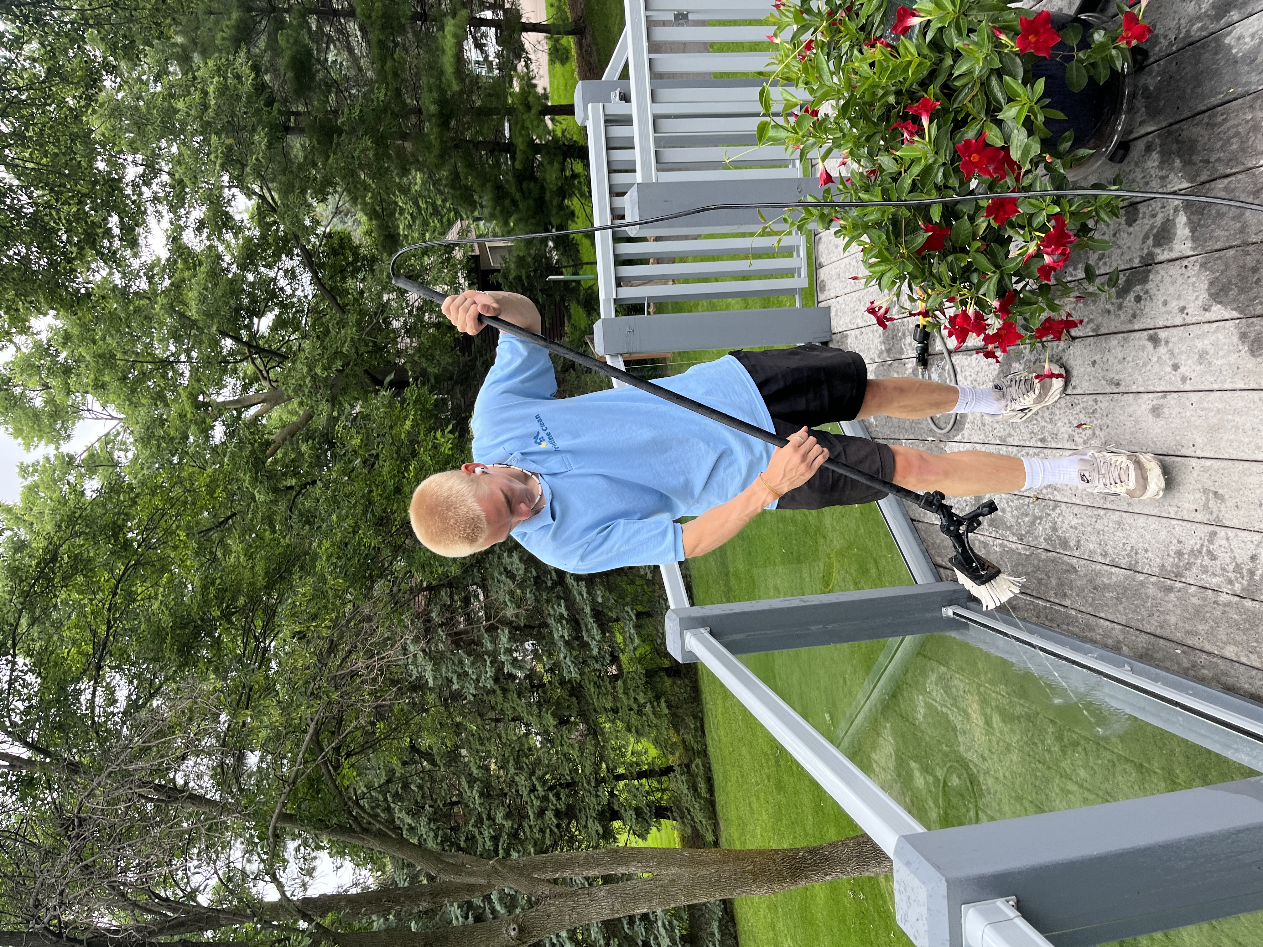 Professional window cleaning results on a Mediterranean-style home in Minnetonka